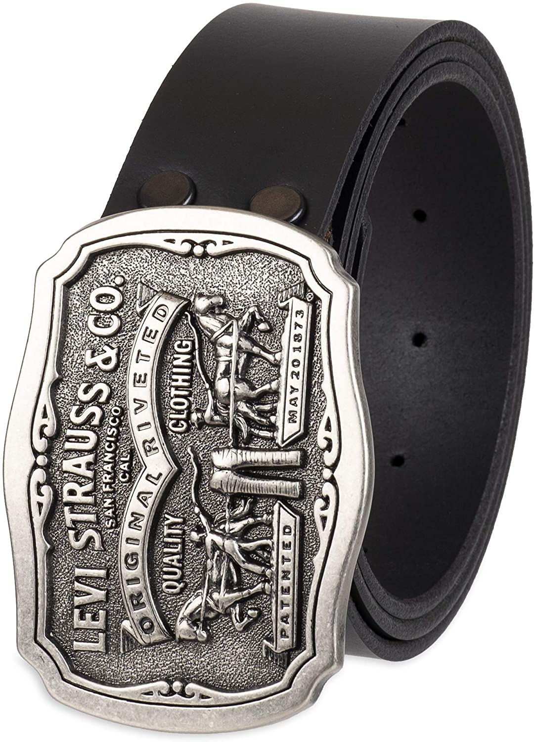 Levi's Men's 40MM Bridle Leather Belt with Antiqued Logo Plaque