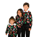 SOCAL LOOK Kids Ugly Christmas Sweater - Black Long Sleeve Cute Festive Holiday Xmas Pullover for Boys & Girls