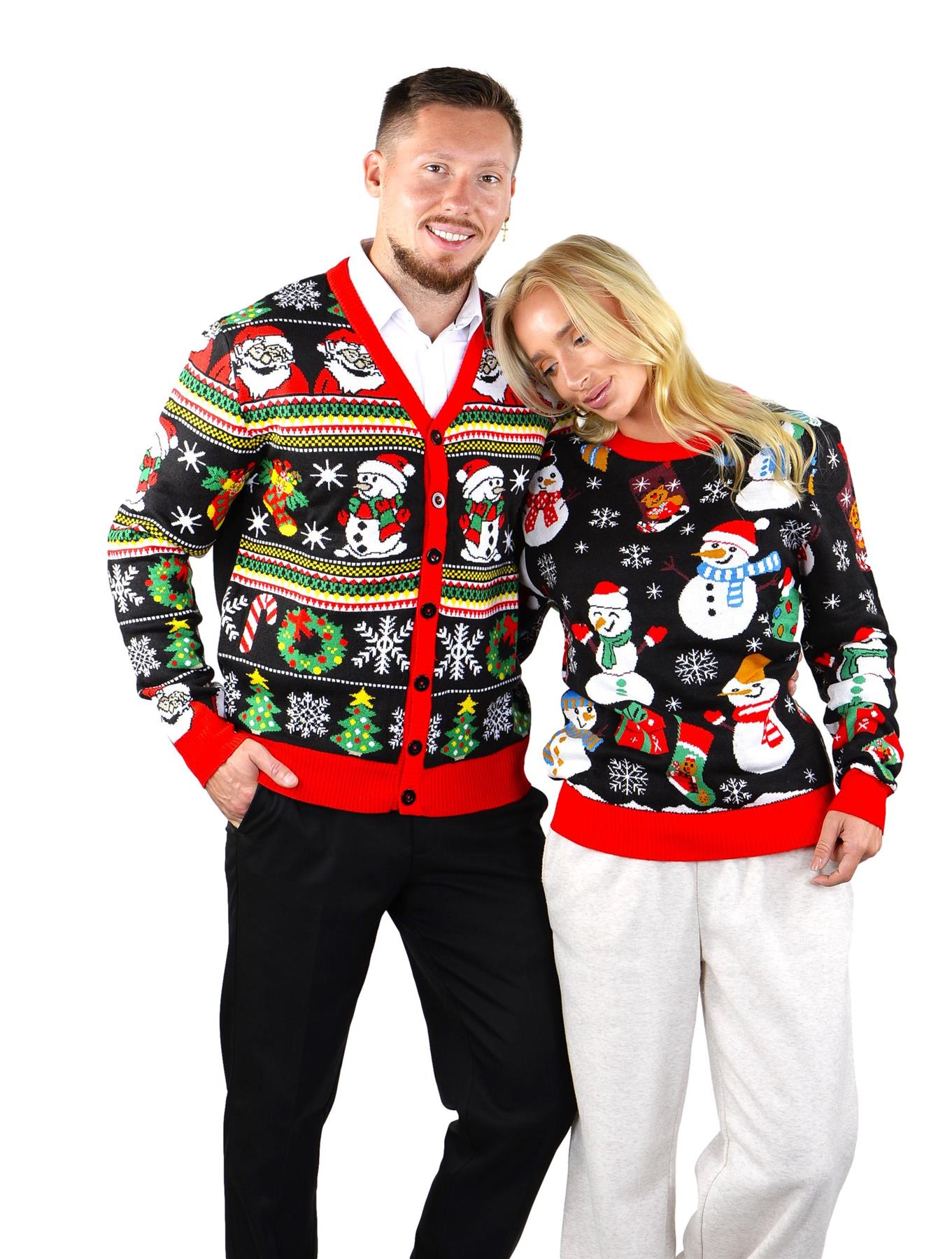 sachin and babi light blue dress SoCal Look Men's Santa Snowman Ugly Christmas Sweater Cardigan