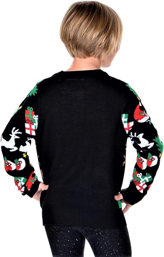 SOCAL LOOK Kids Ugly Christmas Sweater - Black Long Sleeve Cute Festive Holiday Xmas Pullover for Boys & Girls