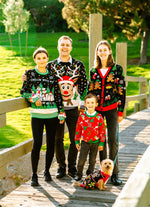 SOCAL LOOK Ugly Christmas Sweaters for Kids - Red Long Sleeve Children Cute Festive Reindeer Holiday Xmas Pullover for Girls and Boys