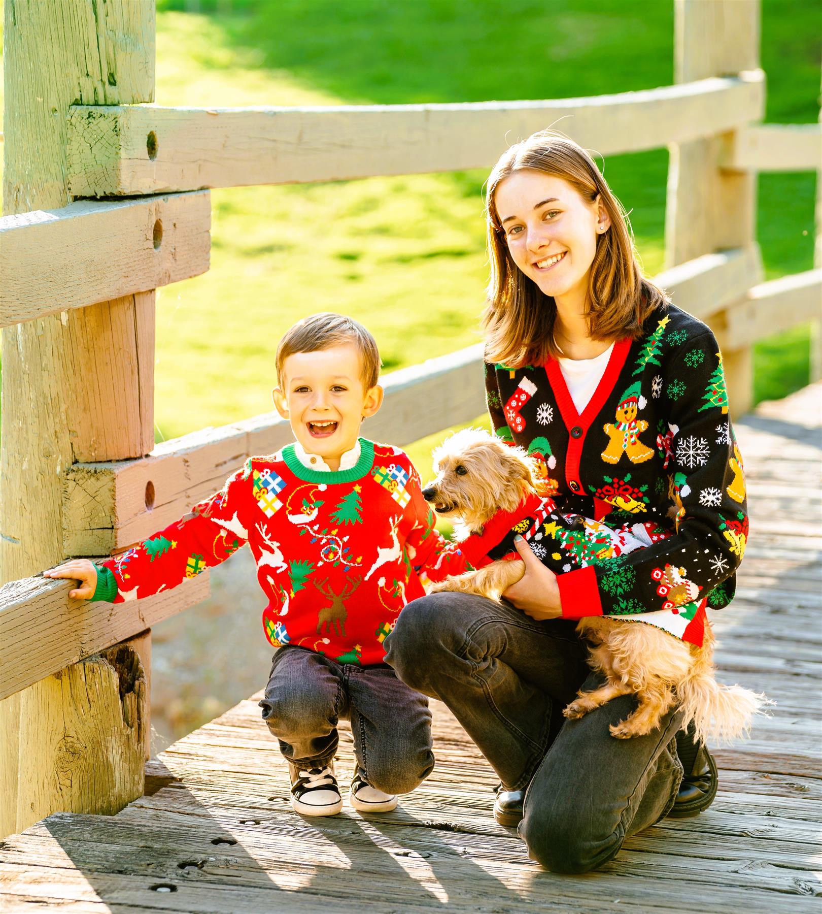 SOCAL LOOK Ugly Christmas Sweaters for Kids - Red Long Sleeve Children Cute Festive Reindeer Holiday Xmas Pullover for Girls and Boys