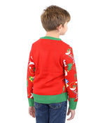 SOCAL LOOK Ugly Christmas Sweaters for Kids - Red Long Sleeve Children Cute Festive Reindeer Holiday Xmas Pullover for Girls and Boys