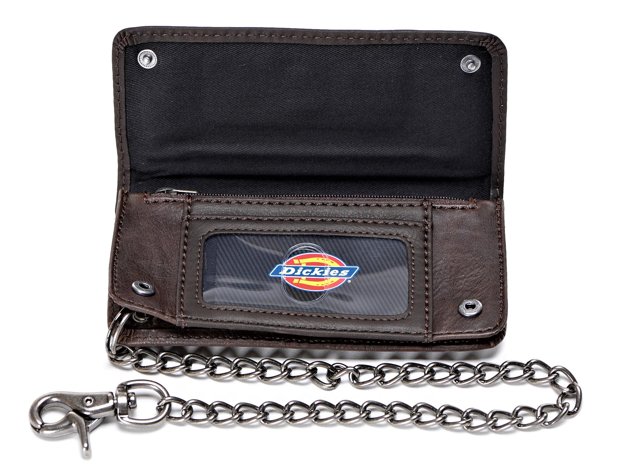Dickies Men's Leather Trucker Wallet with Chain