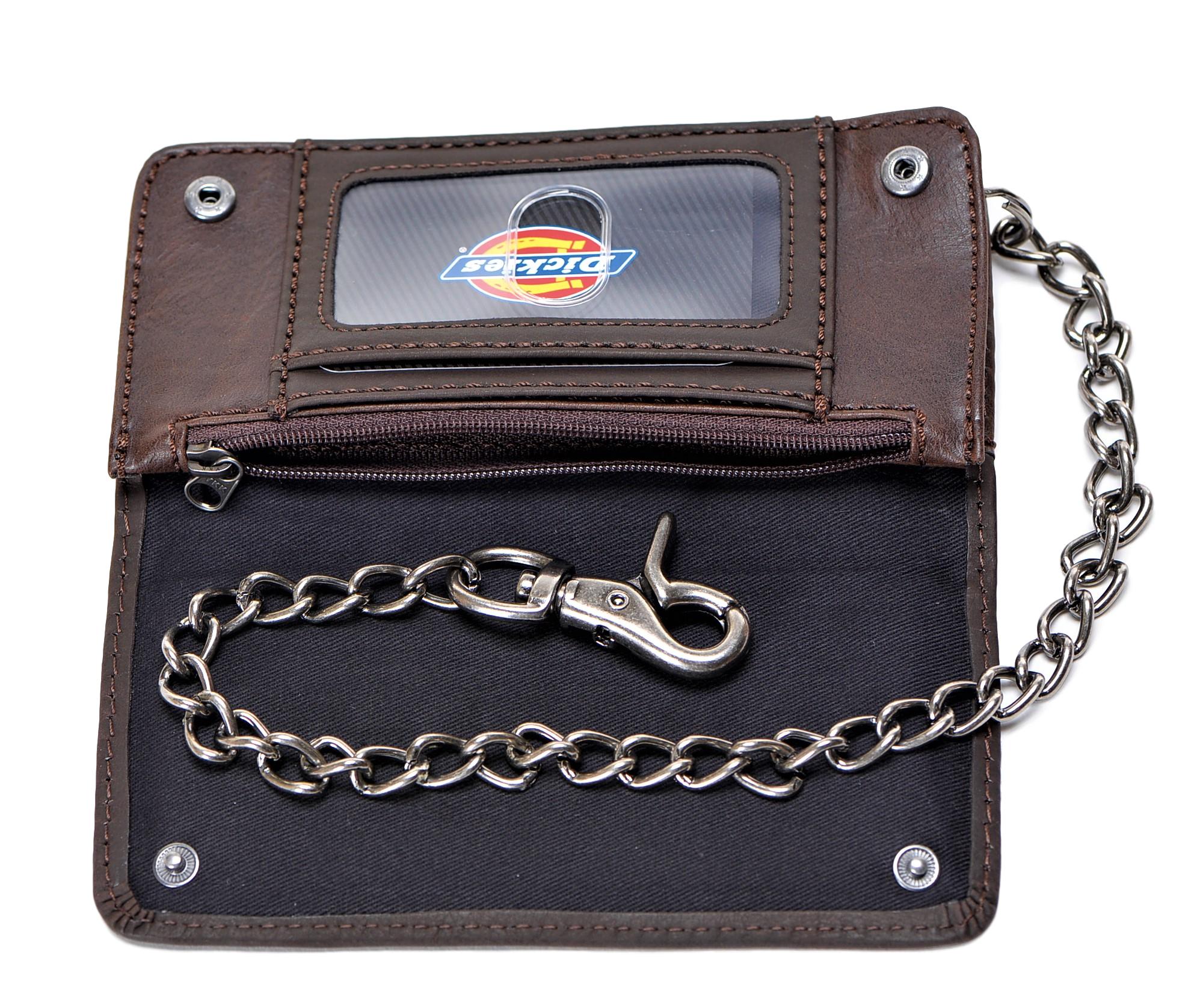 Dickies Men's Leather Trucker Wallet with Chain
