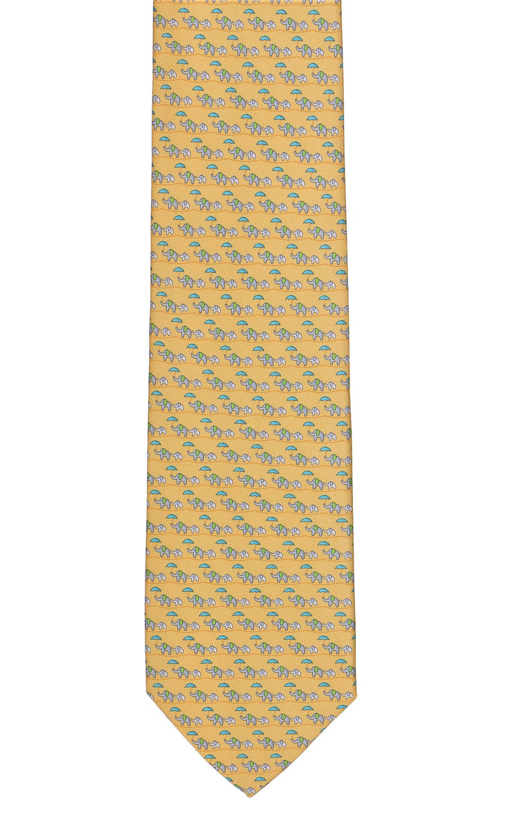 Salvatore Ferragamo Men s Elephant Print Silk Tie Yellow