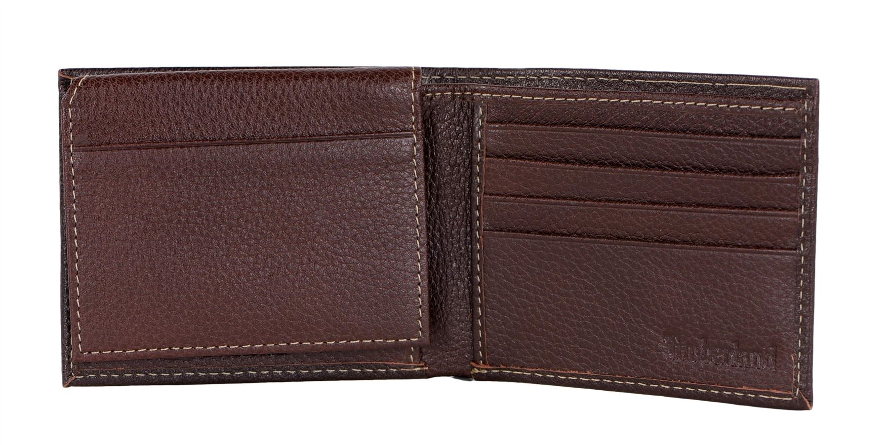 Timberland Men's Genuine Leather Bifold Passcase Wallet with Flip ID Pocket