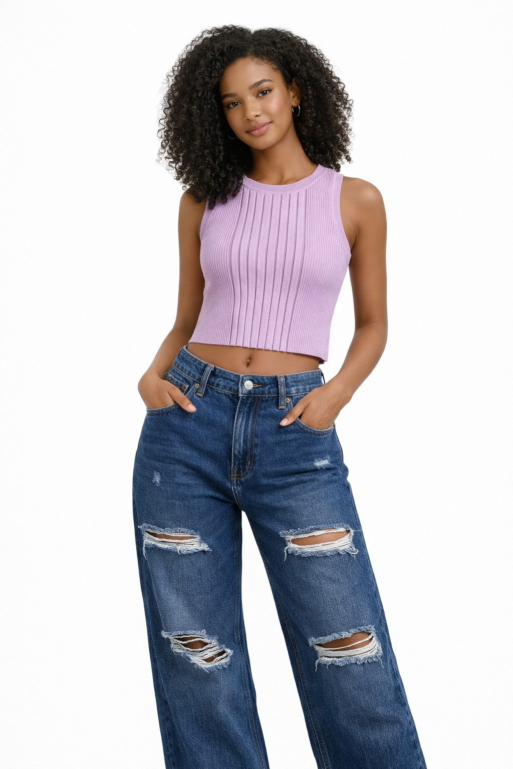 Socal Look Women's Sleeveless Crew Neck Sweater Top in Stretchable Viscose Blend