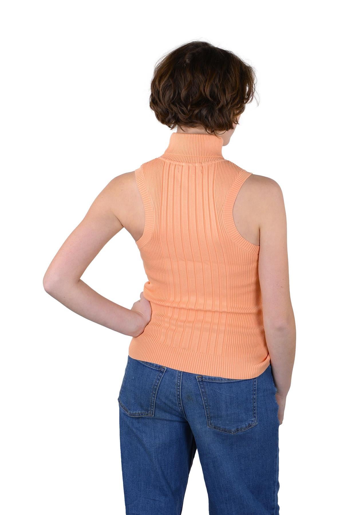 Socal Look Ribbed Women’s Sleeveless Turtleneck Top Y2K Cute