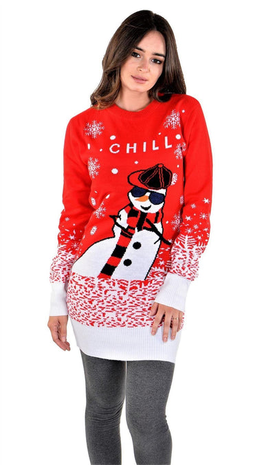 Socal Look Women's Ugly Christmas Sweater Dress – Long Sleeve Acrylic Crew Neck Pullover