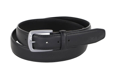 FILA Men's 1.25" Wide Bonded Leather Belt for Jeans Classic Casual Style Black