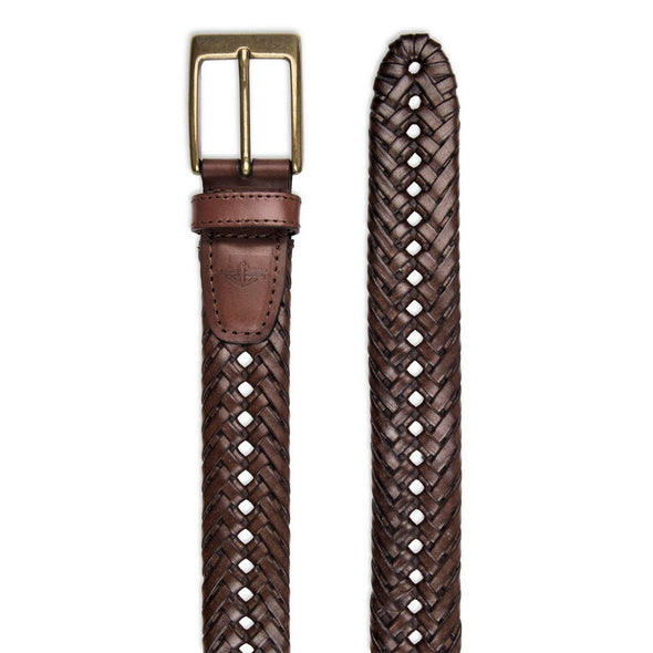 Dockers Men's 1.25 in (32MM) Big & Tall V-Weave Braided Leather Belt