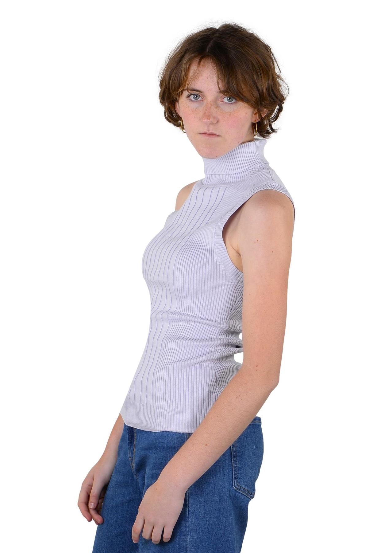 Socal Look Ribbed Women’s Sleeveless Turtleneck Top Y2K Cute