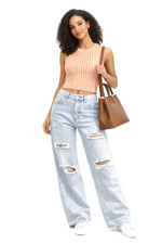 Socal Look Women's Sleeveless Crew Neck Sweater Top in Stretchable Viscose Blend