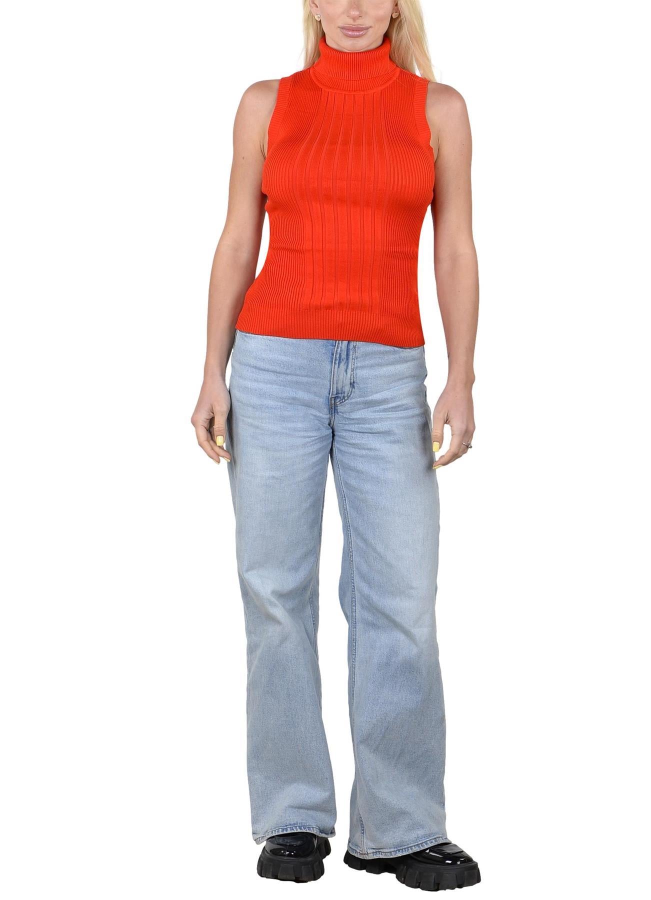 Socal Look Ribbed Women’s Sleeveless Turtleneck Top Y2K Cute