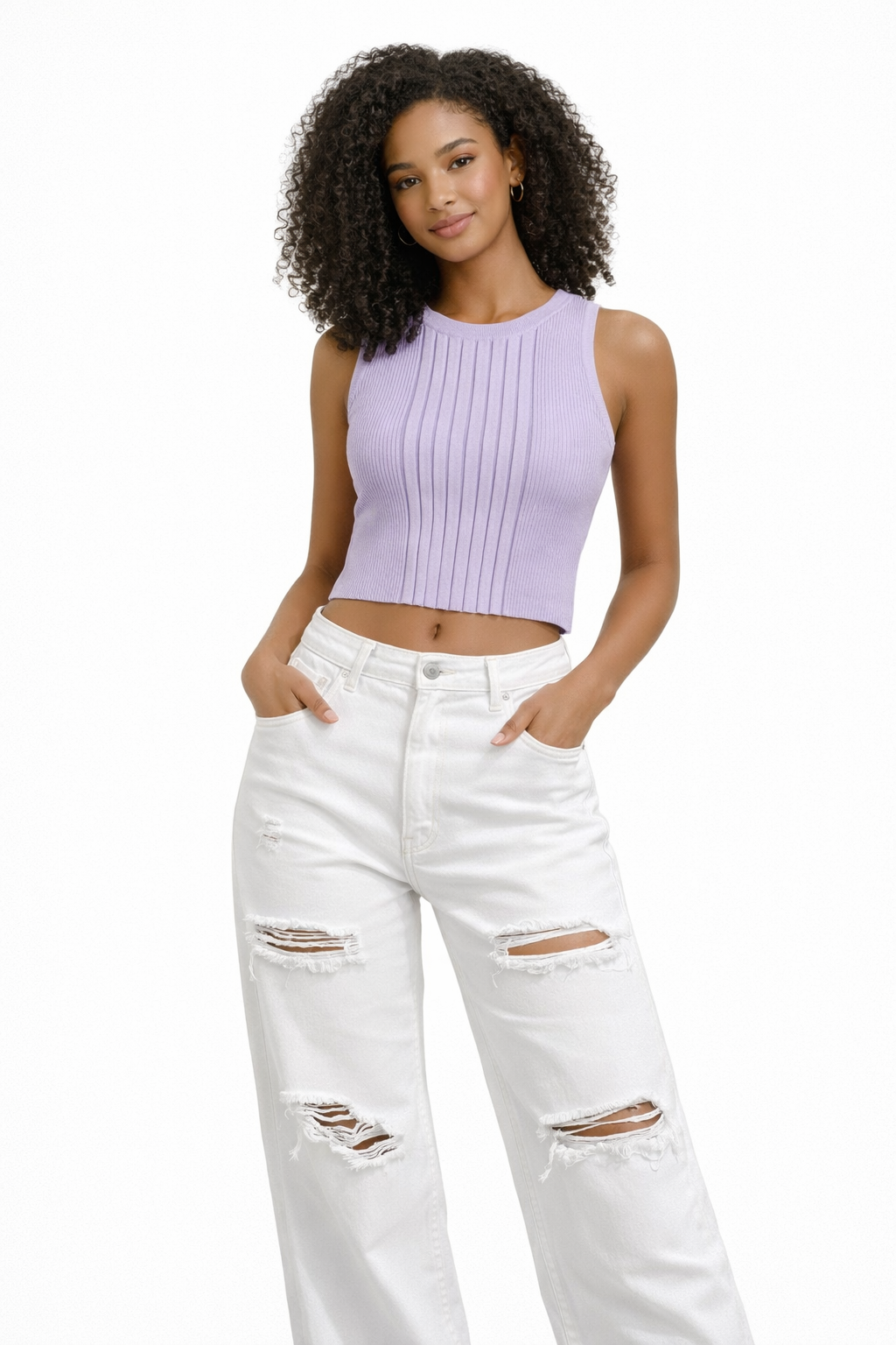 Socal Look Women's Sleeveless Crew Neck Sweater Top in Stretchable Viscose Blend