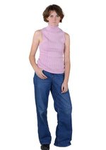 Socal Look Ribbed Women’s Sleeveless Turtleneck Top Y2K Cute