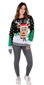 SOCAL LOOK Ugly Christmas Sweater for Teens, Multicolor Long Sleeve Unisex Youth Cute Rudolph Holiday Xmas Pullover for Big Boys and Girls