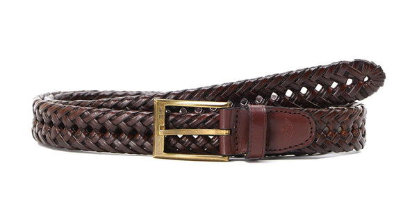 Dockers Men's 32MM Wide Faux Leather Braided Belt Tan