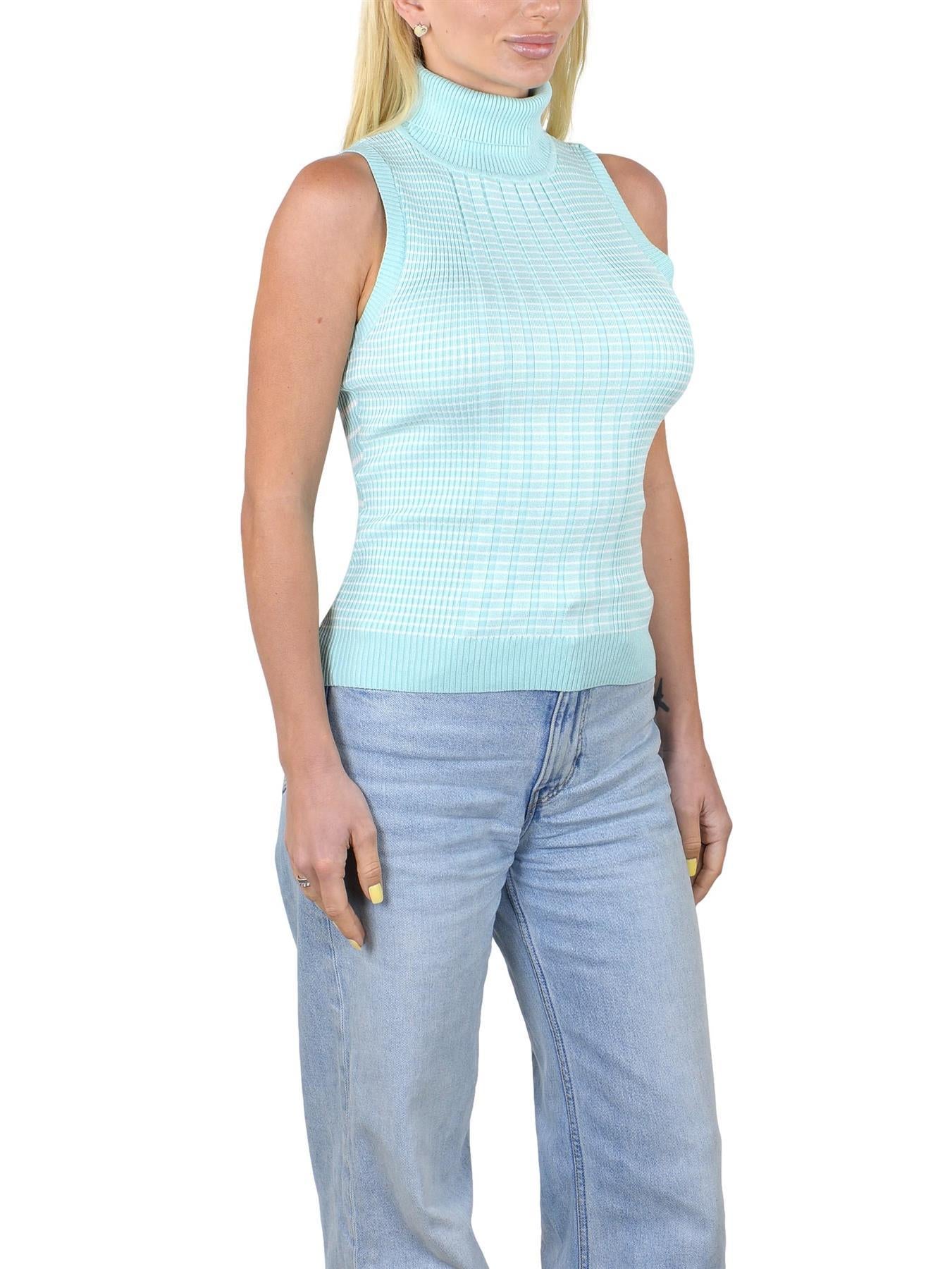 Socal Look Ribbed Women’s Sleeveless Turtleneck Top Y2K Cute
