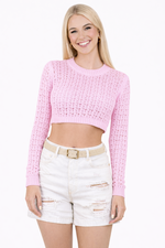 Socal Look Women's Cotton Crochet Sweater Long Sleeve Summer Casual Pullover