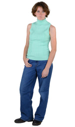Socal Look Ribbed Women’s Sleeveless Turtleneck Top Y2K Cute