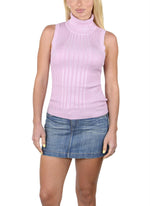 Socal Look Ribbed Women’s Sleeveless Turtleneck Top Y2K Cute