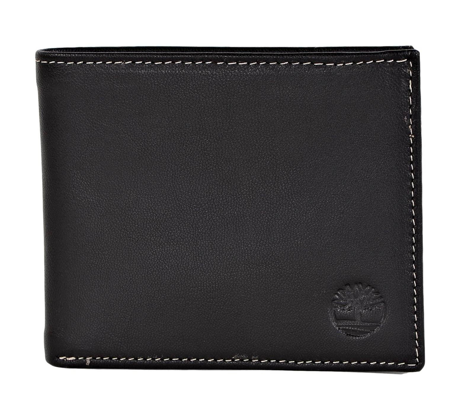 Timberland Men's Genuine Leather Bifold Passcase Wallet with Flip ID Pocket