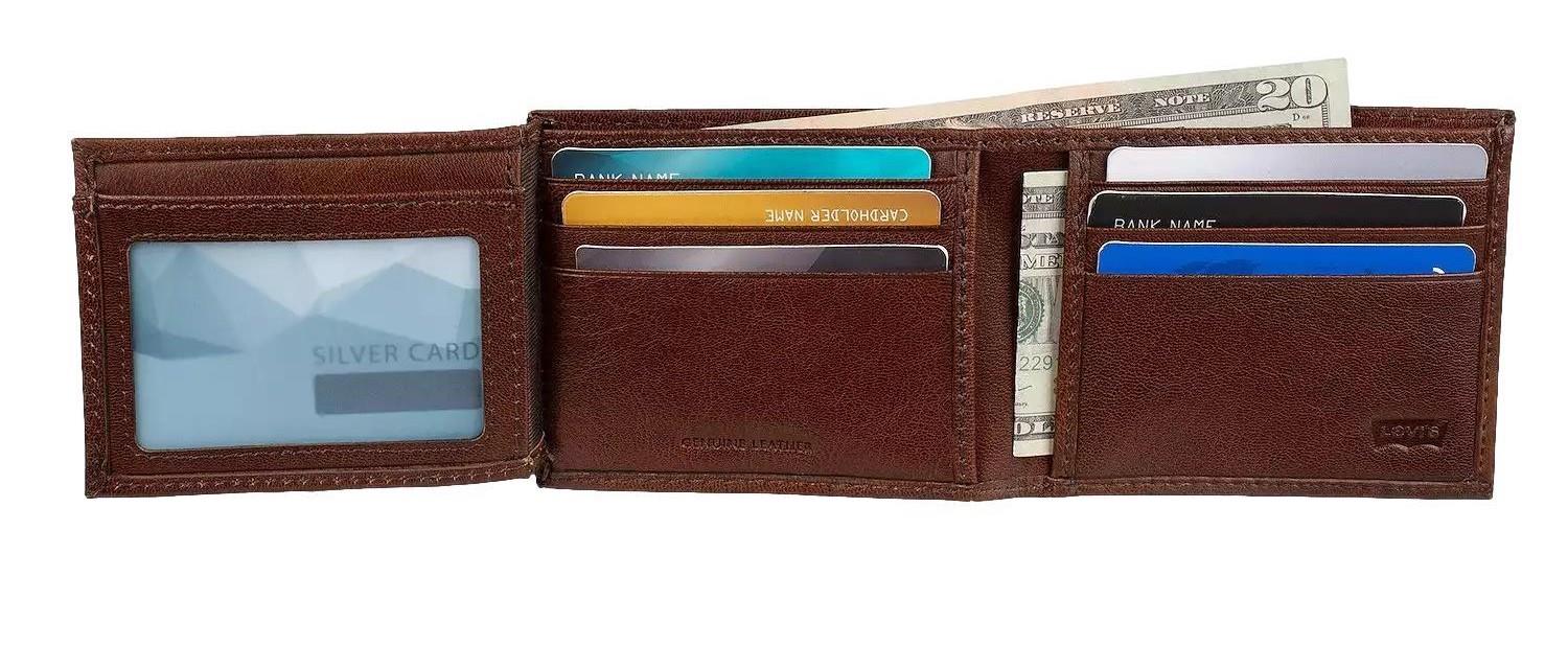 Levi's Men's RFID Bifold Leather Wallet Slim Classic Billfold