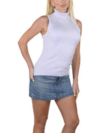 Socal Look Ribbed Women’s Sleeveless Turtleneck Top Y2K Cute