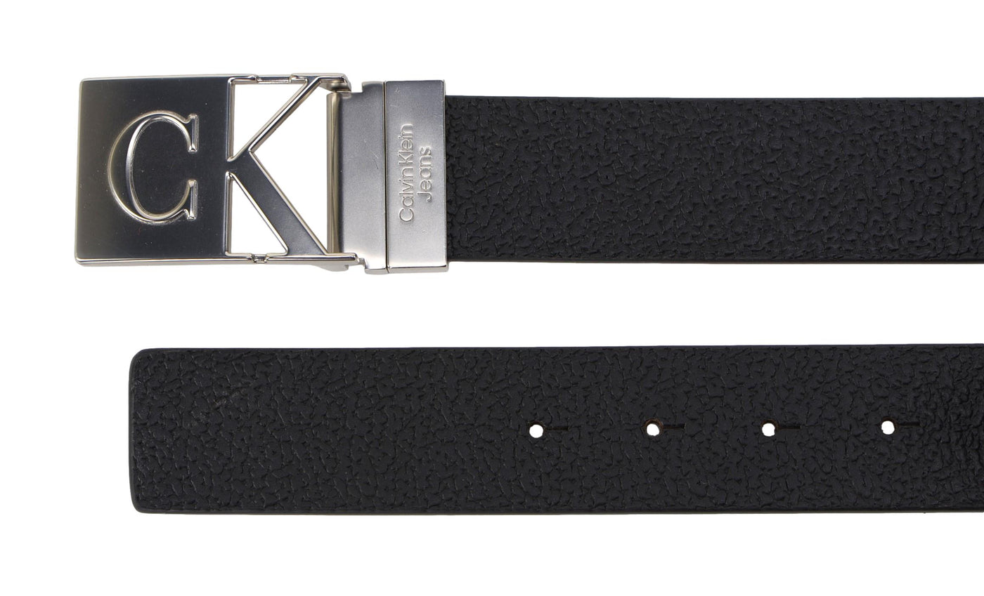 Calvin Klein Men\'s 38mm Black Logo Wide Belt CK Genuine Buckle Leather