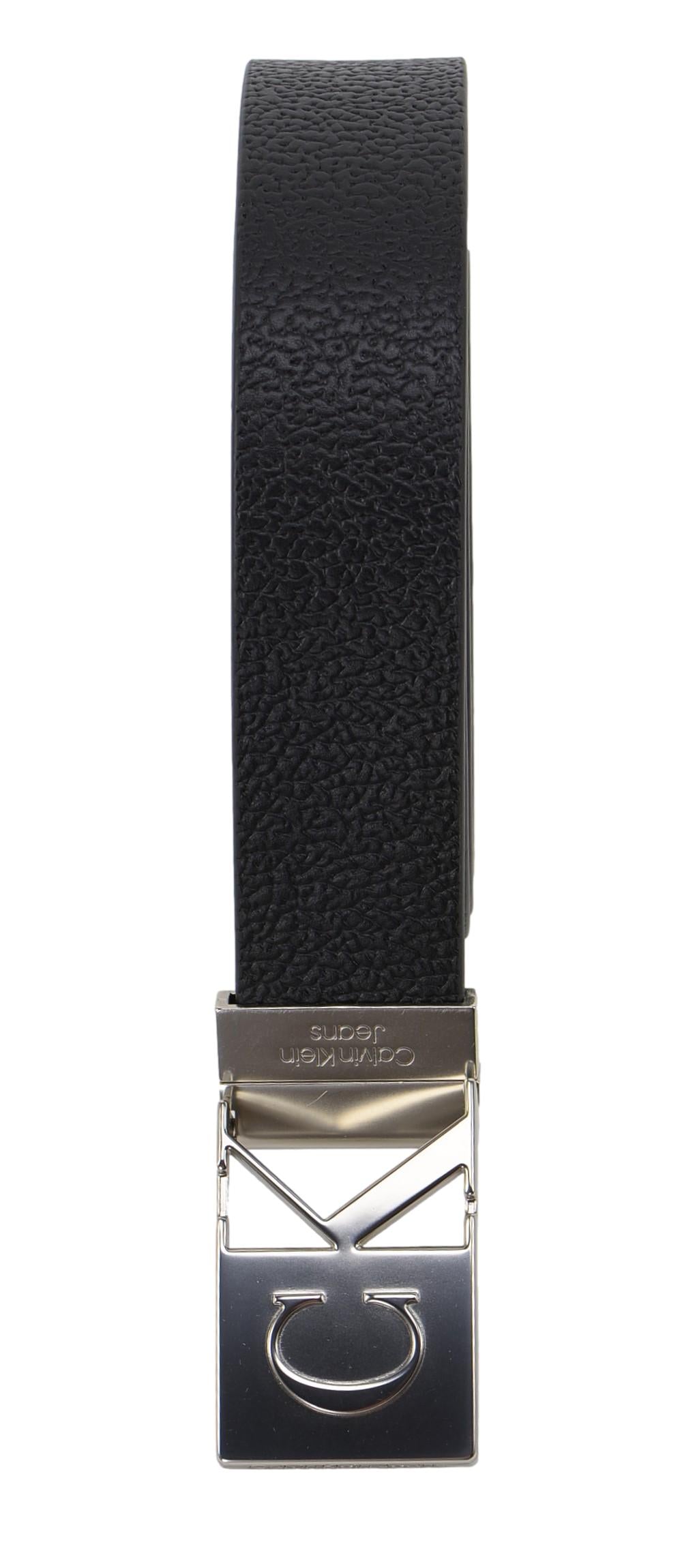 Calvin Klein Men's CK Monogram Buckle Belt - Black - L