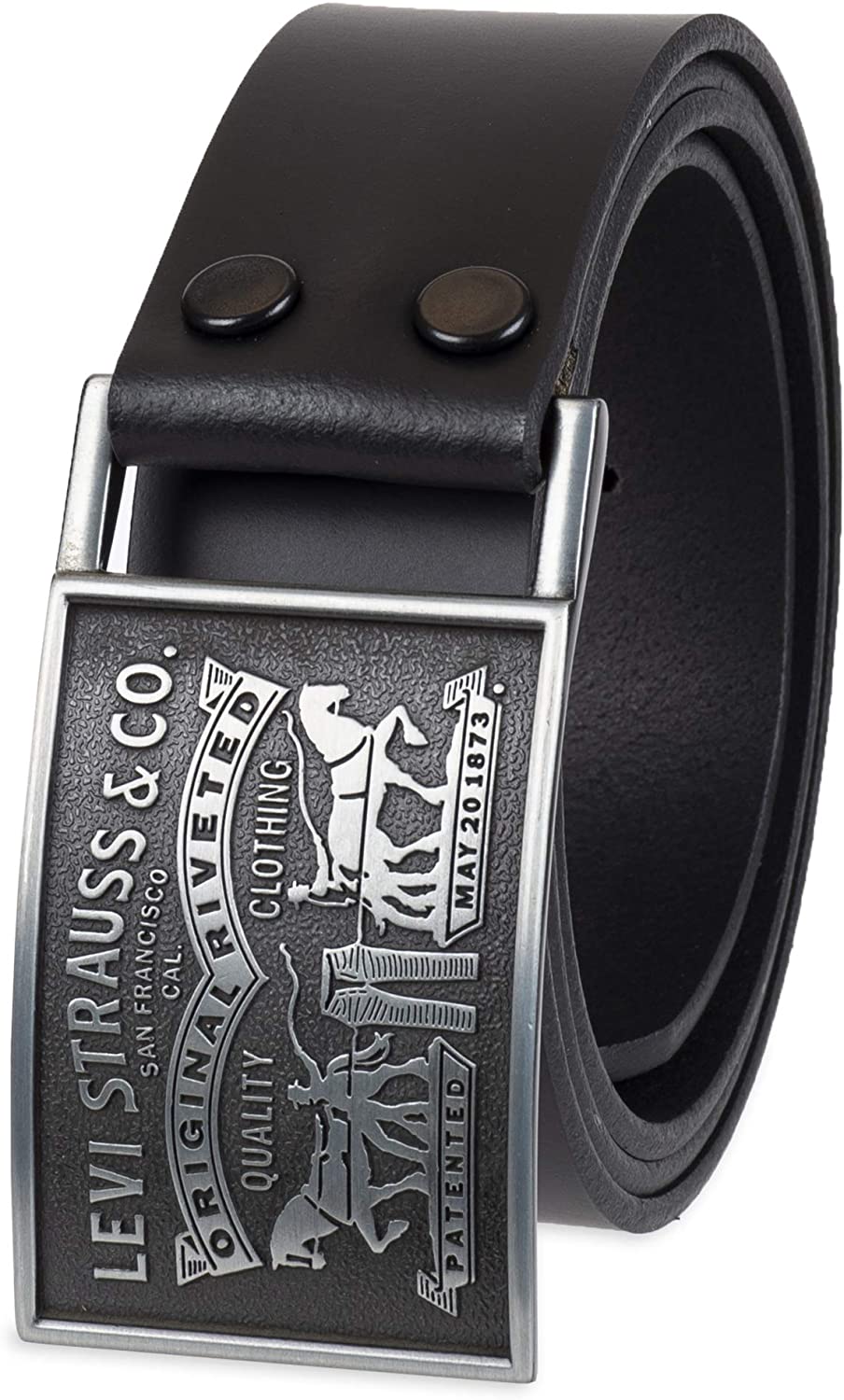 Levi's Men's 38MM Wide Plaque Bridle Leather Belt With Snap