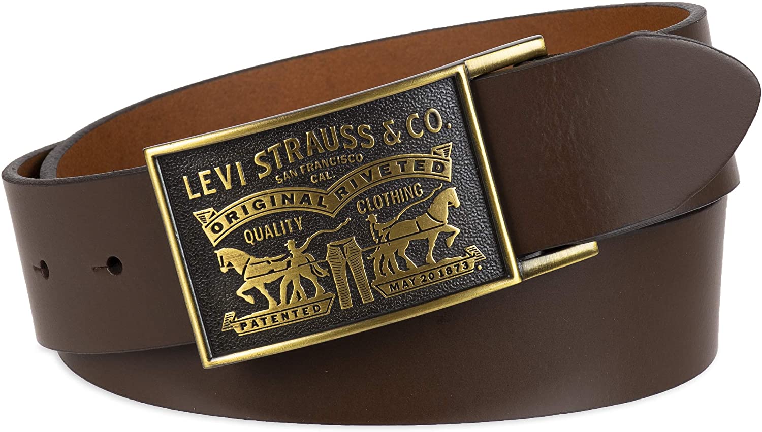 Levi's Men's 38MM Wide Plaque Bridle Leather Belt With Snap
