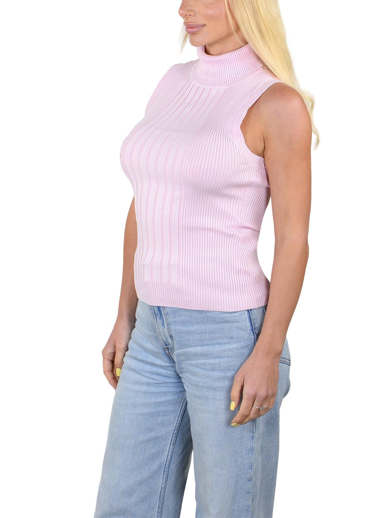 Socal Look Ribbed Women’s Sleeveless Turtleneck Top Y2K Cute