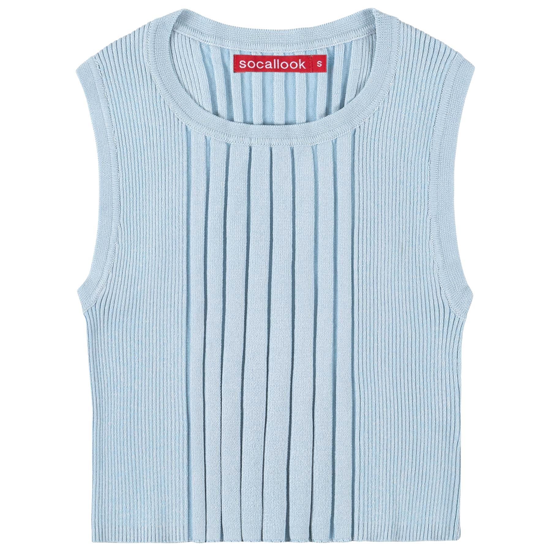 Socal Look Women’s Ribbed Knit Sleeveless Crop Tank Top