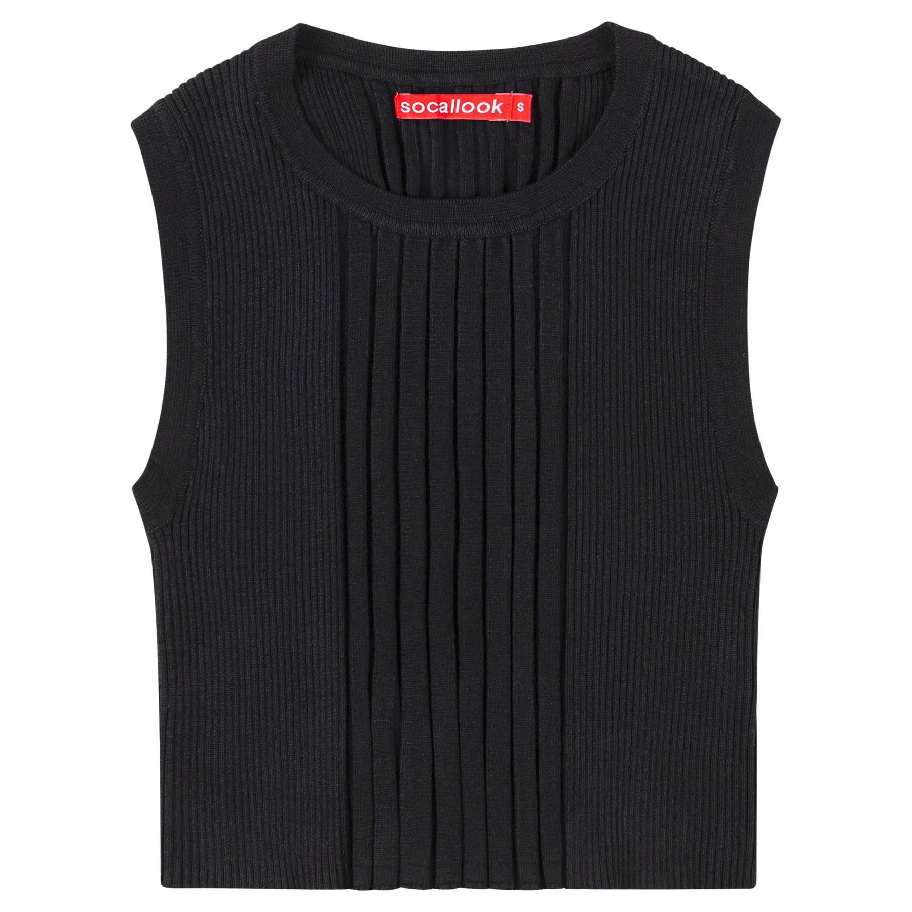 Socal Look Women’s Ribbed Knit Sleeveless Crop Tank Top