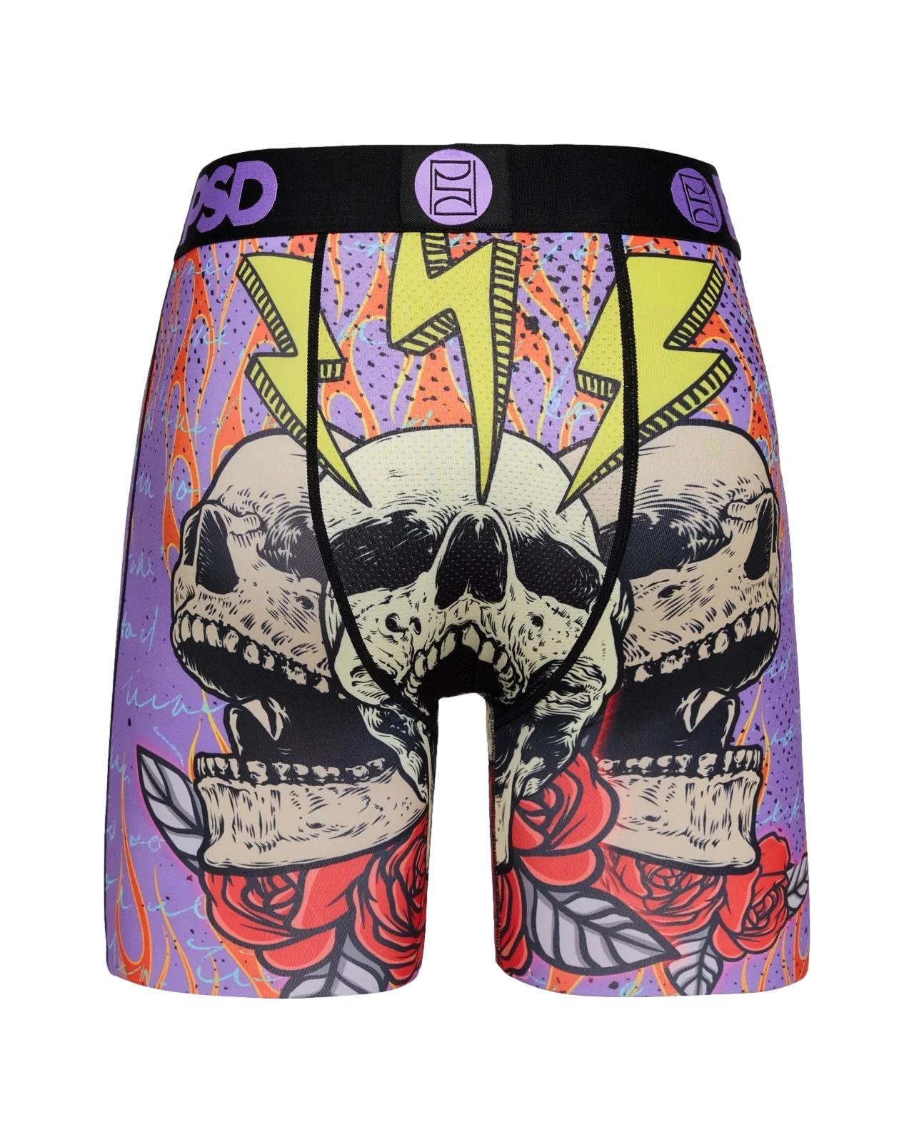 PSD Men's Insane Flaming Bones Boxer Briefs Multi Color