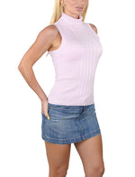 Socal Look Ribbed Women’s Sleeveless Turtleneck Top Y2K Cute