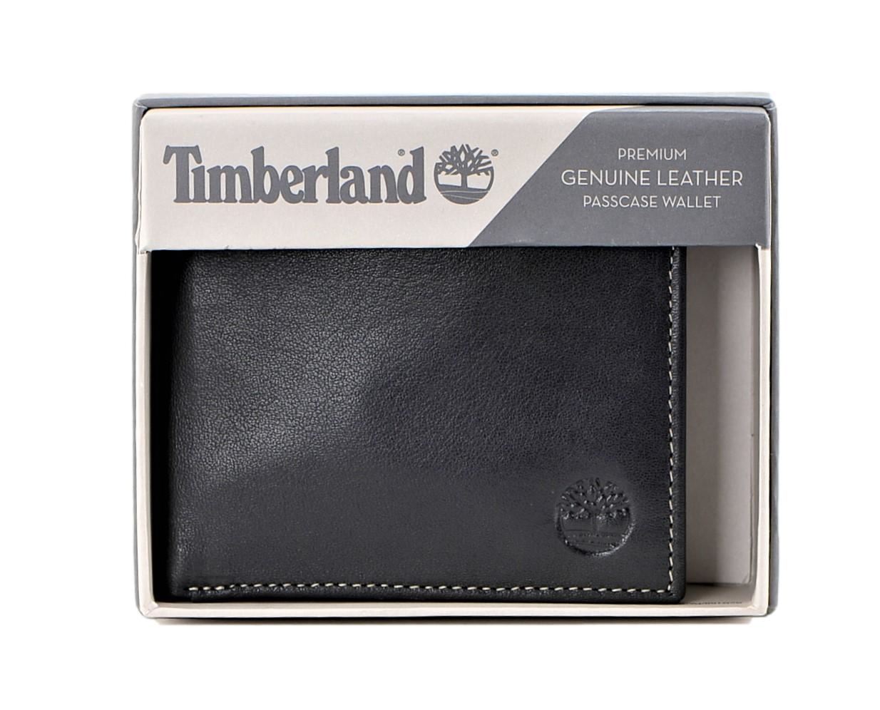 Timberland Men's Genuine Leather Bifold Passcase Wallet with Flip ID Pocket