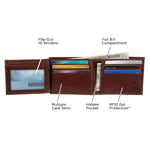 Levi's Men's RFID Leather Traveler Bifold Wallet with ID Window Brown