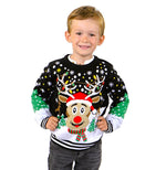 SOCAL LOOK Kids Ugly Christmas Sweater, Multicolor Long Sleeve Unisex Children Funny Festive Cute Rudolph Holiday Xmas Pullover for Boys & Girls