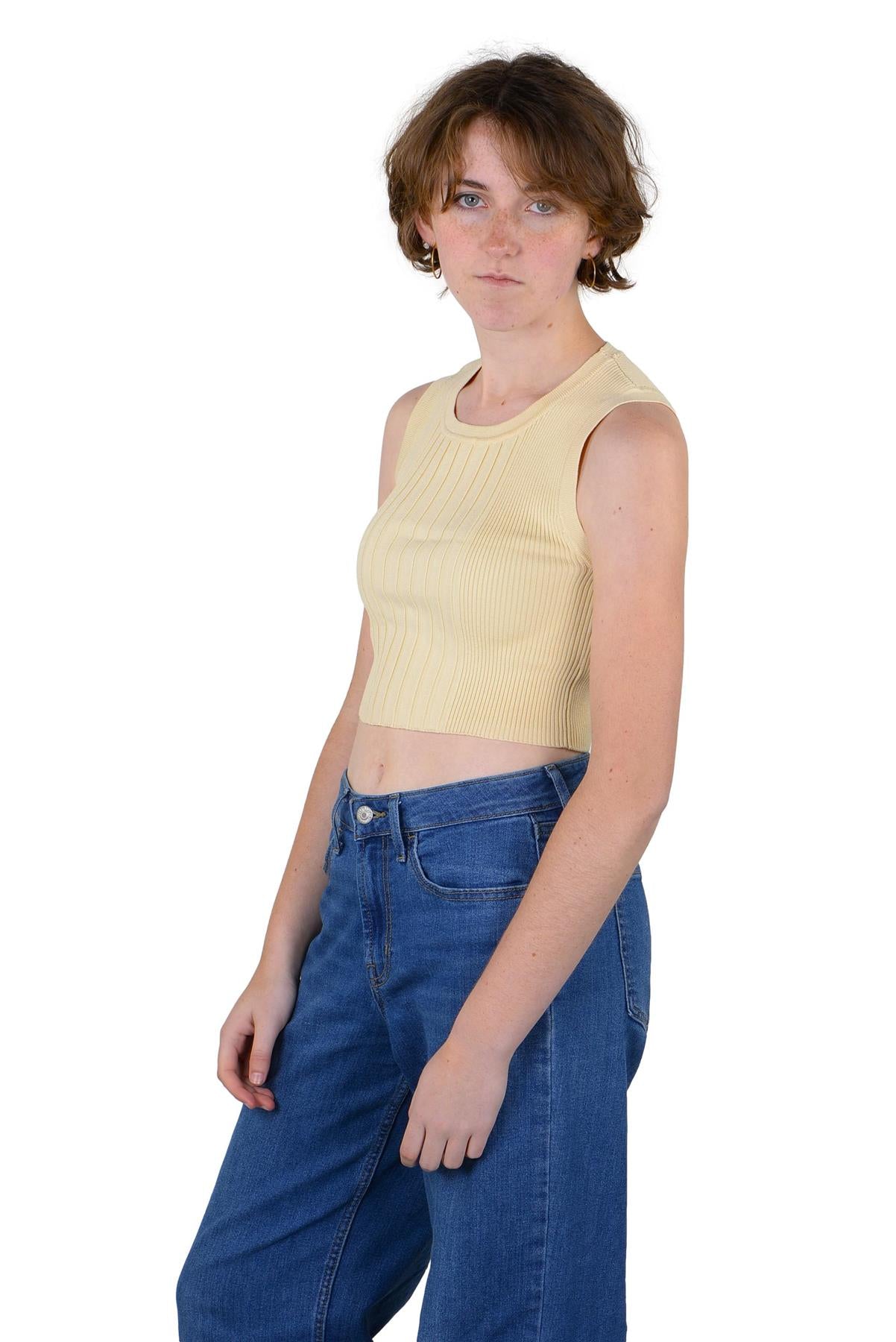 Socal Look Women’s Ribbed Knit Sleeveless Crop Tank Top