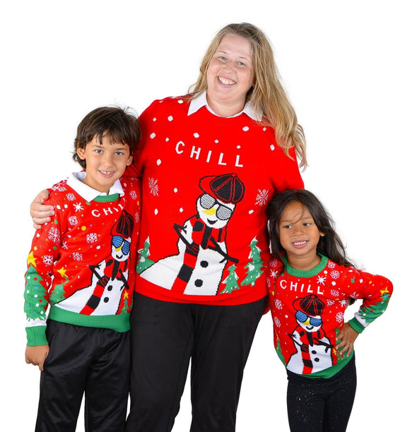 KESIS Unisex Crew Neck Long Sleeve Chill Snowman Ugly Christmas Sweater Pullover | KESIS