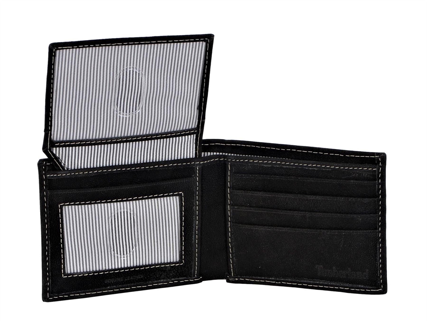 Timberland Men's Genuine Leather Bifold Passcase Wallet with Flip ID Pocket