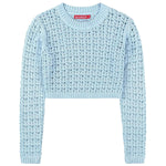 SOCAL LOOK Women’s Crochet Cotton Crop Top Long Sleeve Crew Neck