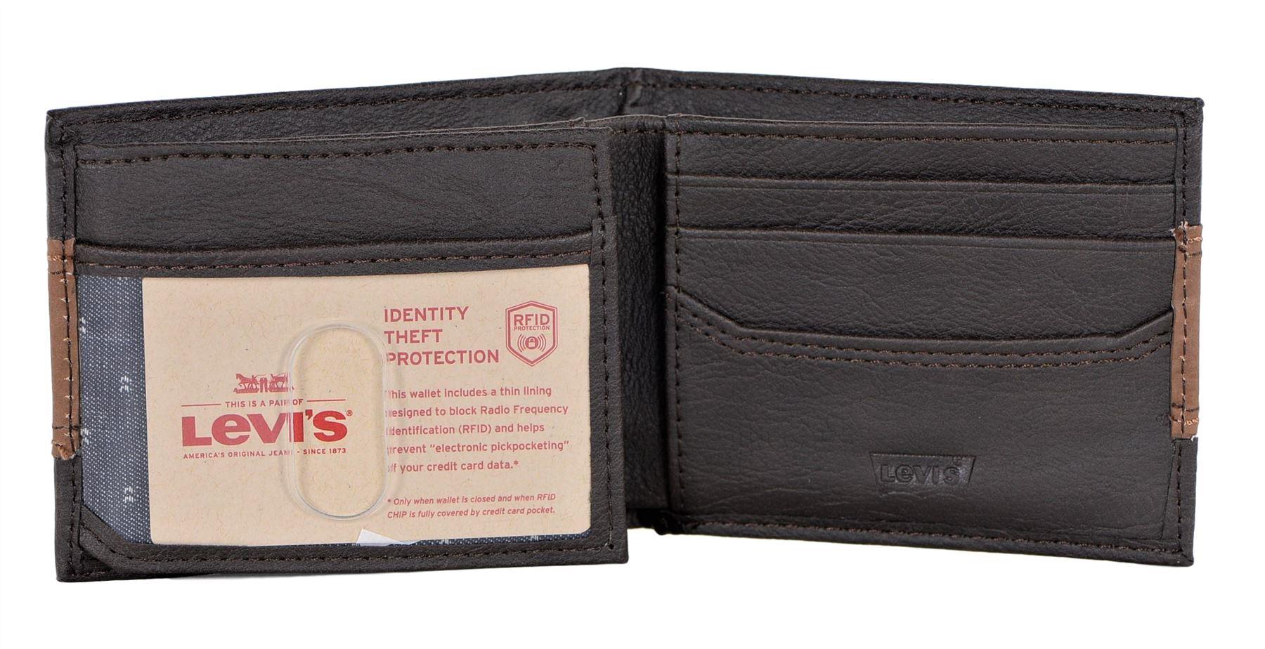 Levi's Men's RFID Bifold Leather Wallet Slim Classic Billfold