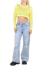 SOCAL LOOK Women’s Crochet Cotton Crop Top Long Sleeve Crew Neck