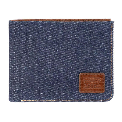 Levi's Men's RFID Blocking Denim Leather Bifold Wallet Indigo