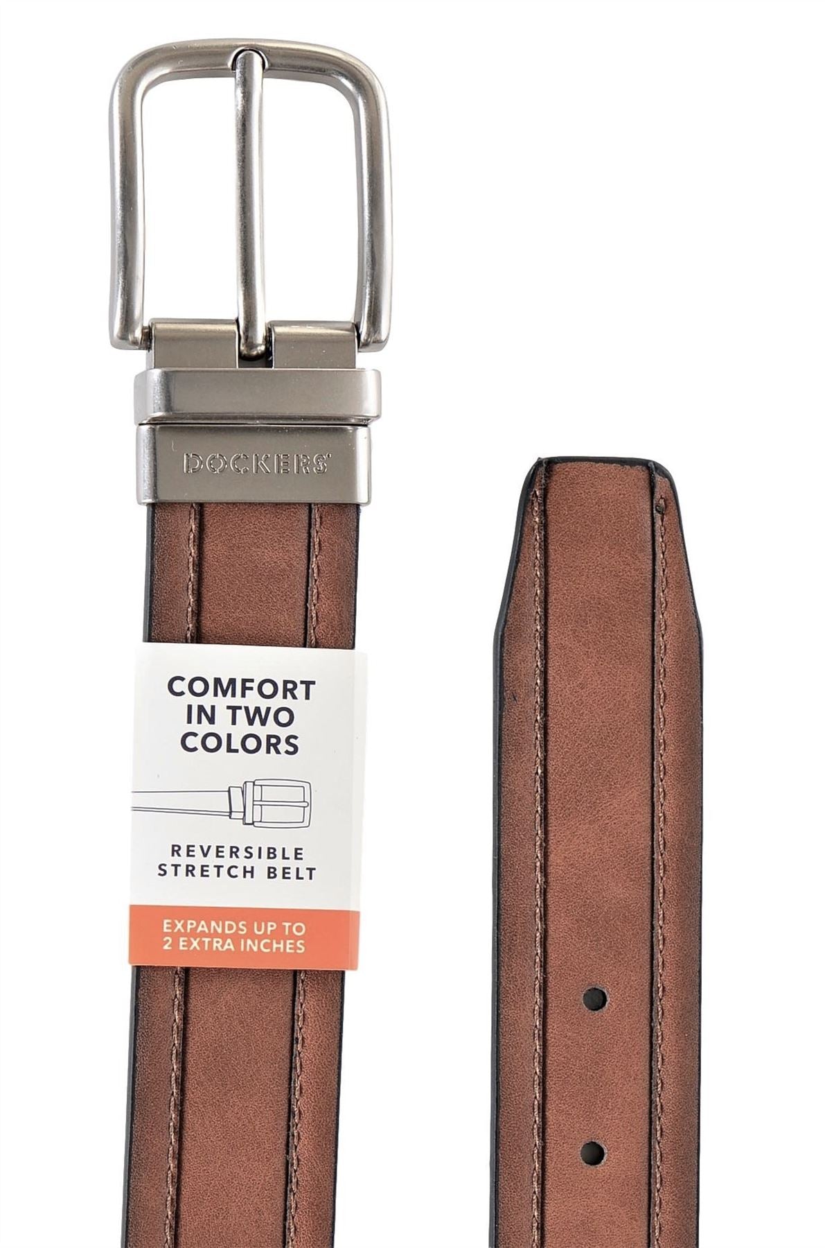 Dockers Men's 35MM Reversible Elevated Stretch Belt Tan Black